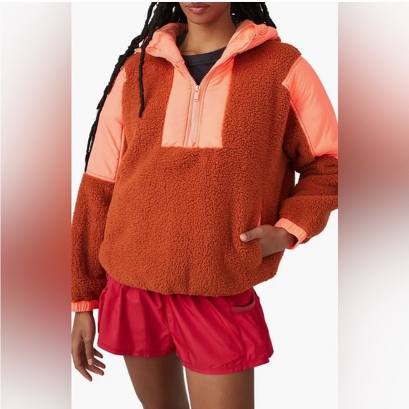 Free People FP Movement Lead the Pack Fleece Pullover Jacket Boho half zip coat - Picture 3 of 8